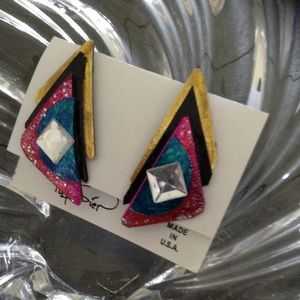 The color purple pink Blk handmade earrings